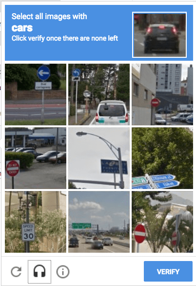 reCAPTCHA screenshot